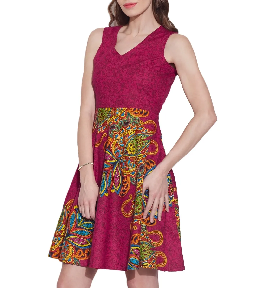 Women Apparels Cotton Printed Dress,Machine Washable,W-CPD32-1626, Size-32 Inch