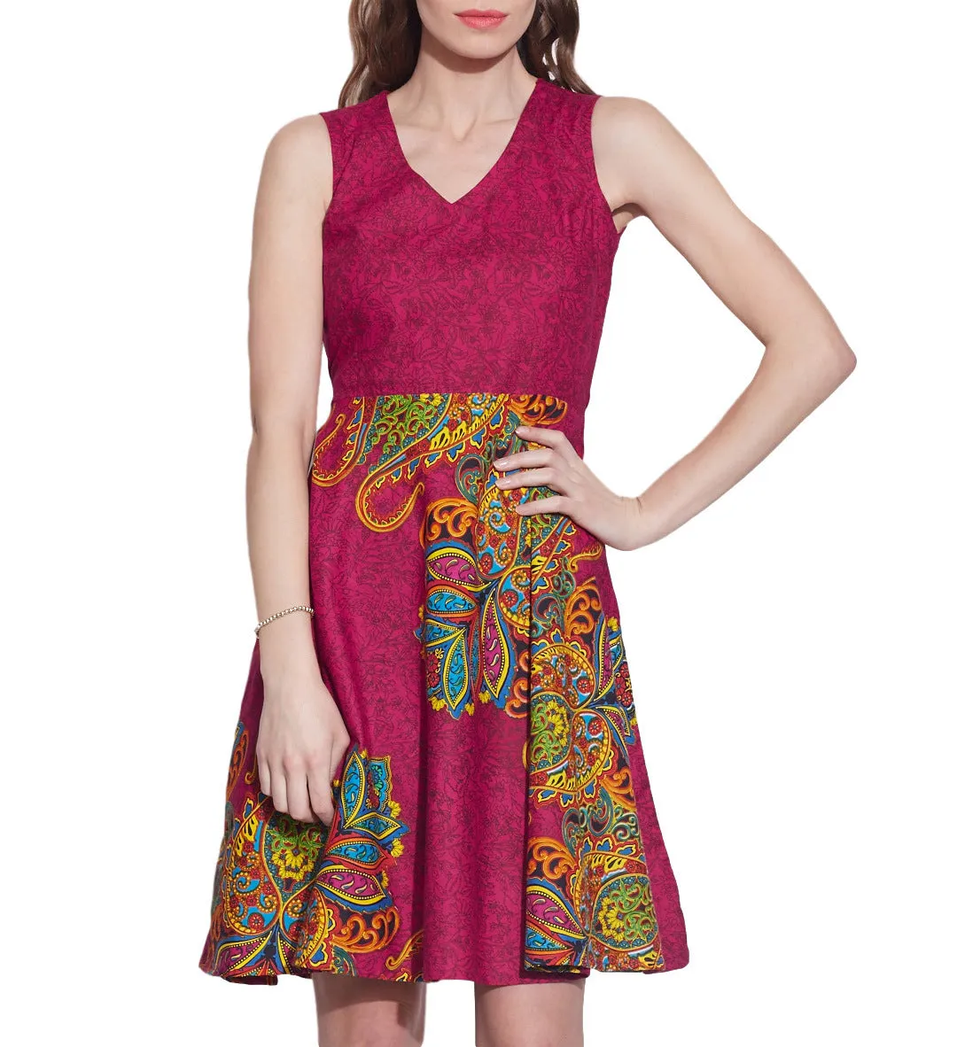 Women Apparels Cotton Printed Dress,Machine Washable,W-CPD32-1626, Size-32 Inch