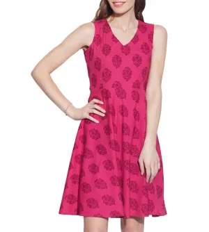 Women Apparels Cotton Printed Dress,Machine Washable,W-CPD40-1628, Size-40 Inch