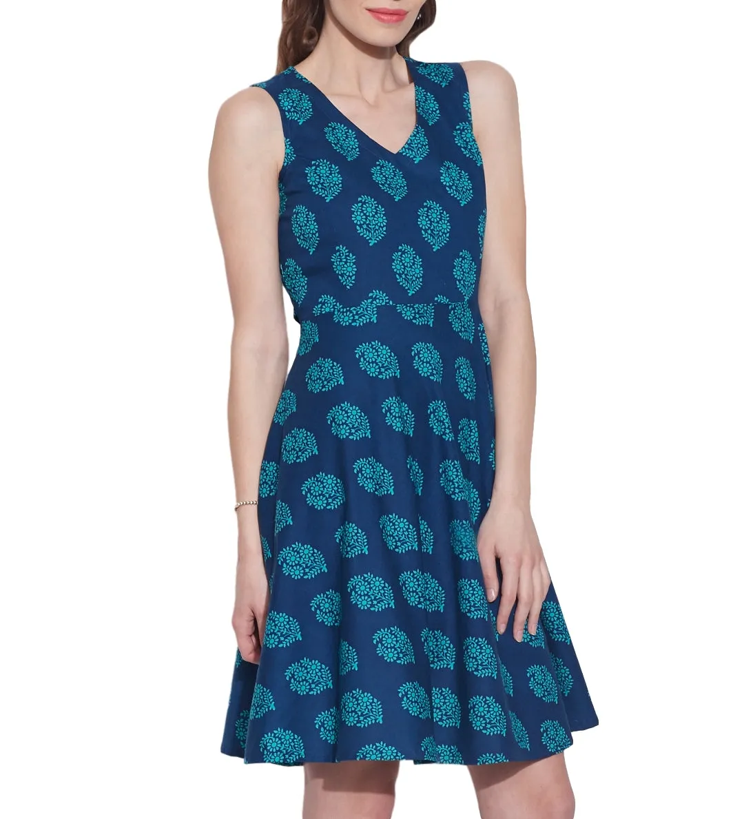 Womens Clothing Cotton Printed Dress,Machine washable,W-CPD32-1629, Size-32 Inch