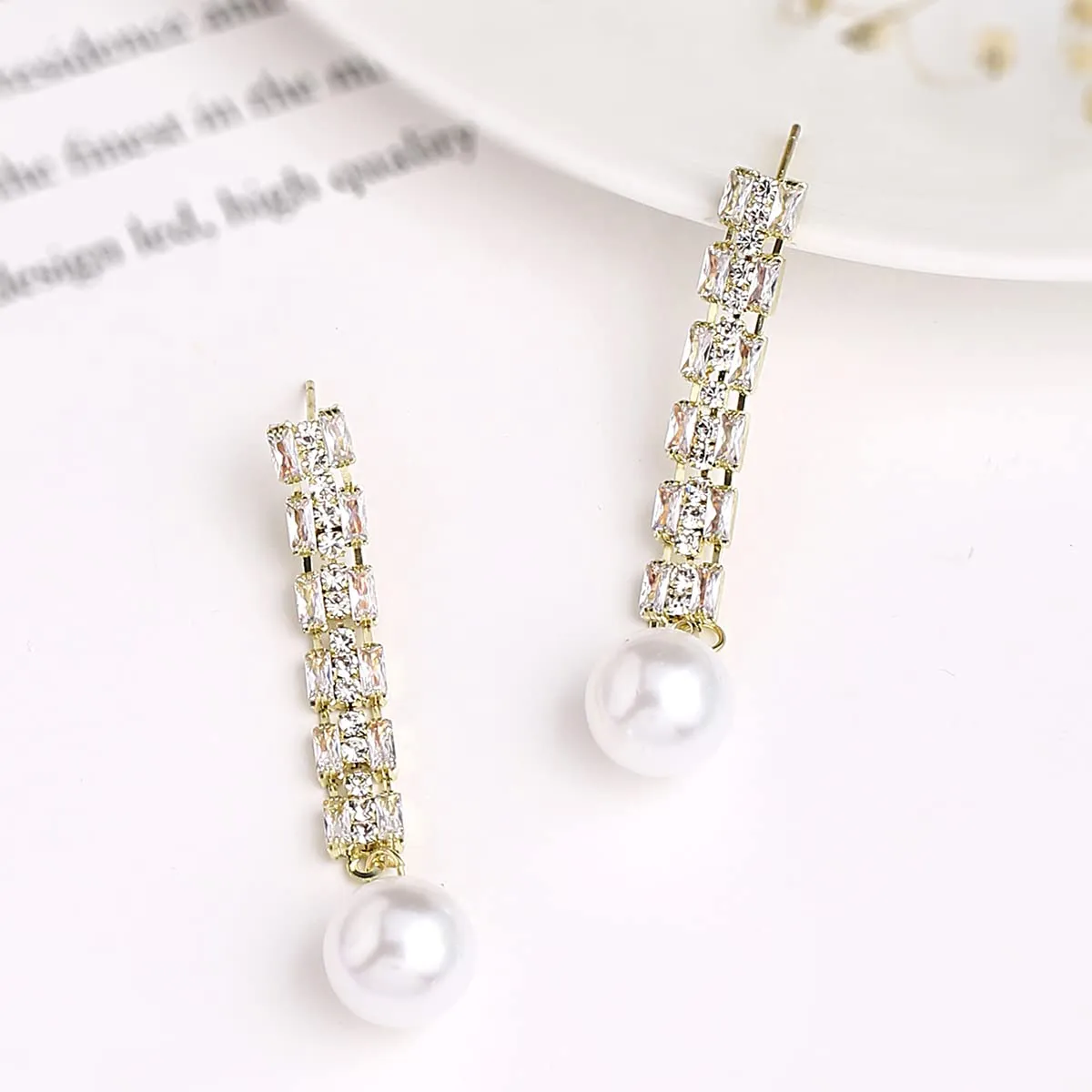 Yellow Chimes Earrings For Women Gold Tone Charming Crystal Studded Round Pearl Attached Drop Earrings For Women and Girls